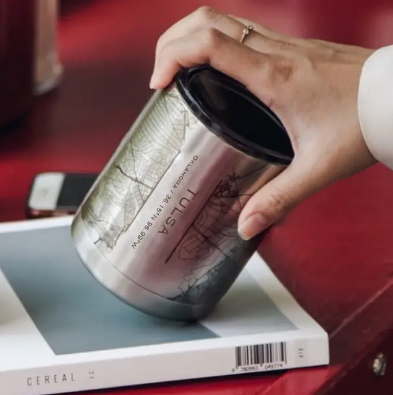 Tulsa Map Insulated Cup in Stainless Steel