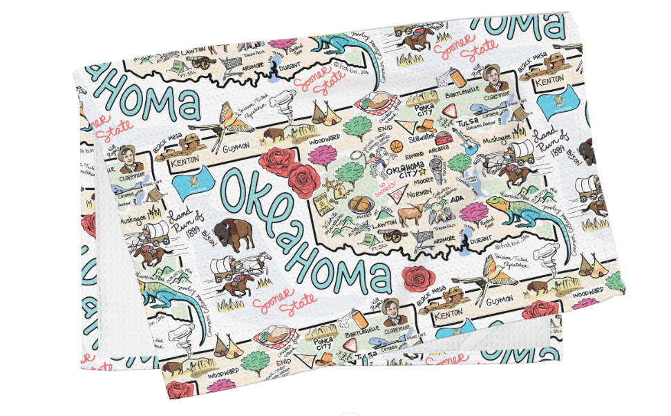 Oklahoma Map Tea Towel