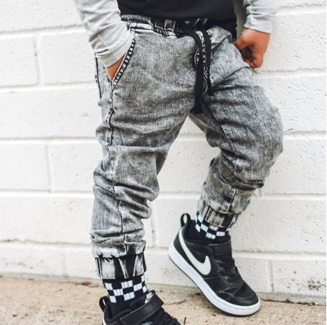 Acid Wash Grey Denim Jogger