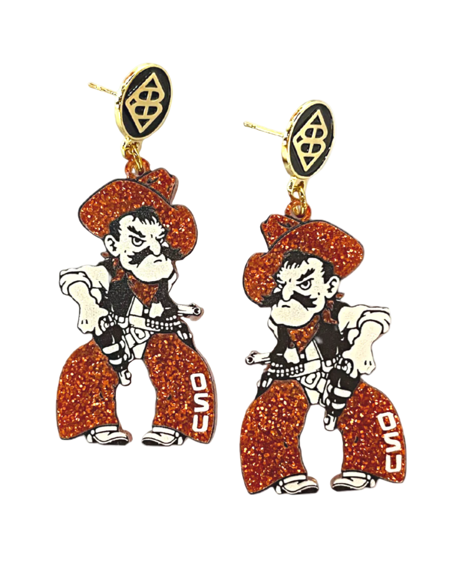 OSU Glitter Pistol Pete Earrings