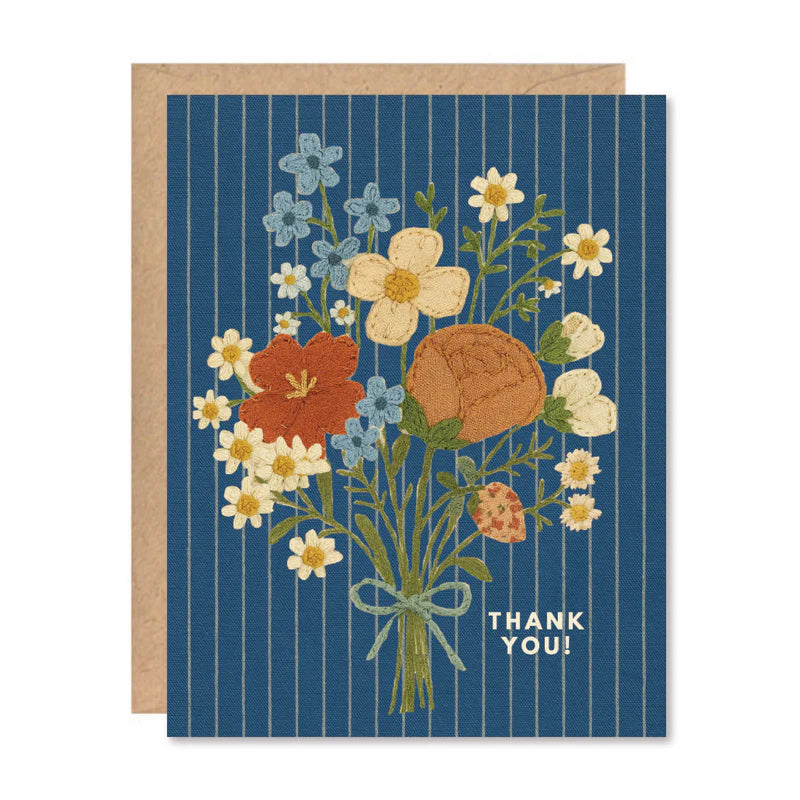 Thank You Stitched Floral Card