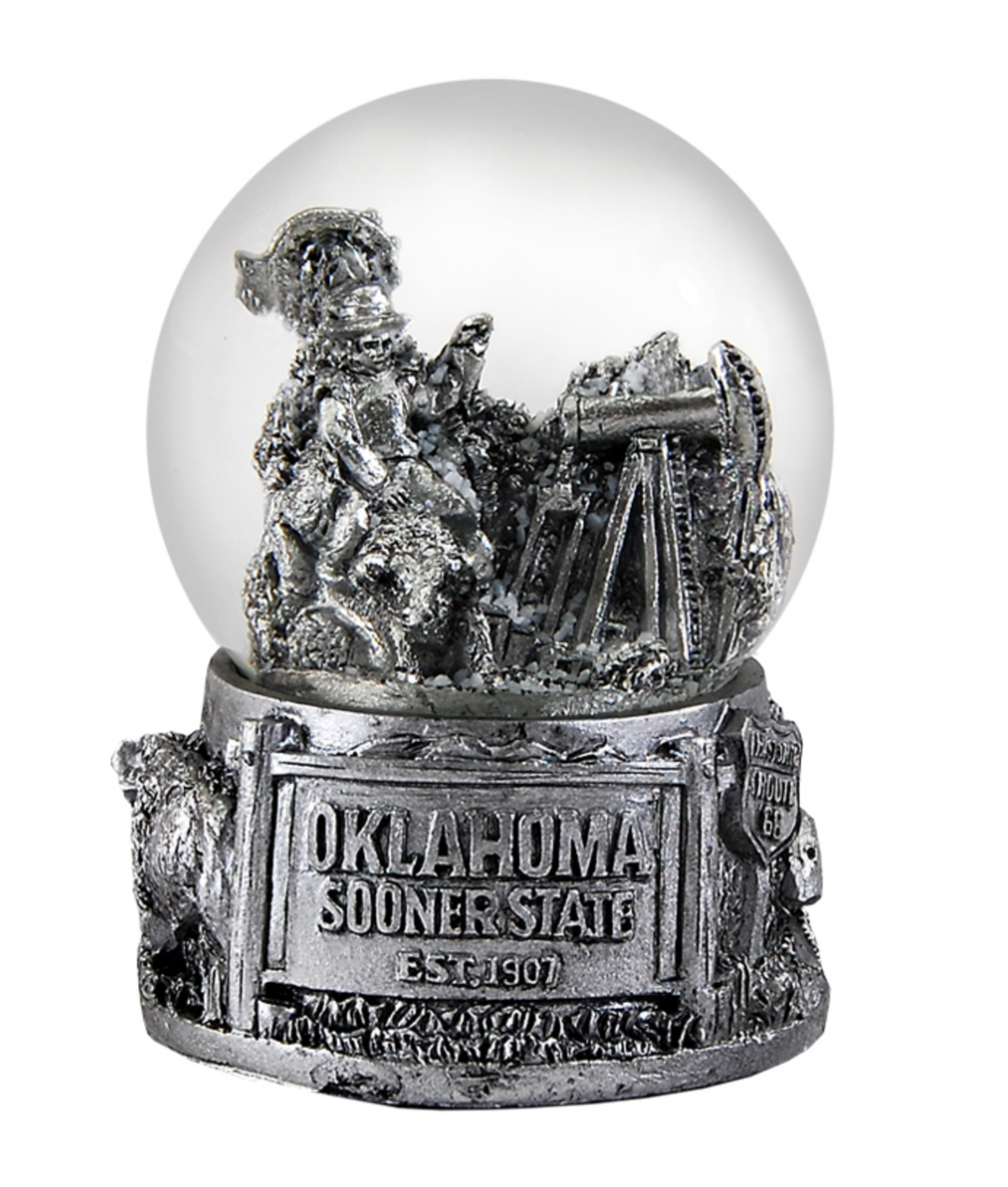 Silver Oklahoma Snow Globe