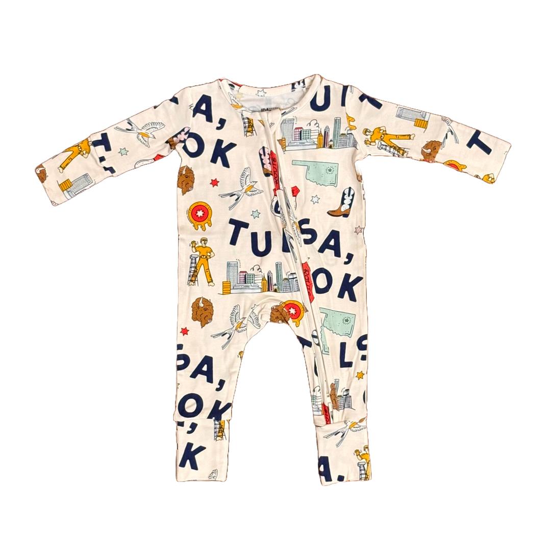 Tulsa Print Zippy Romper - Ivory