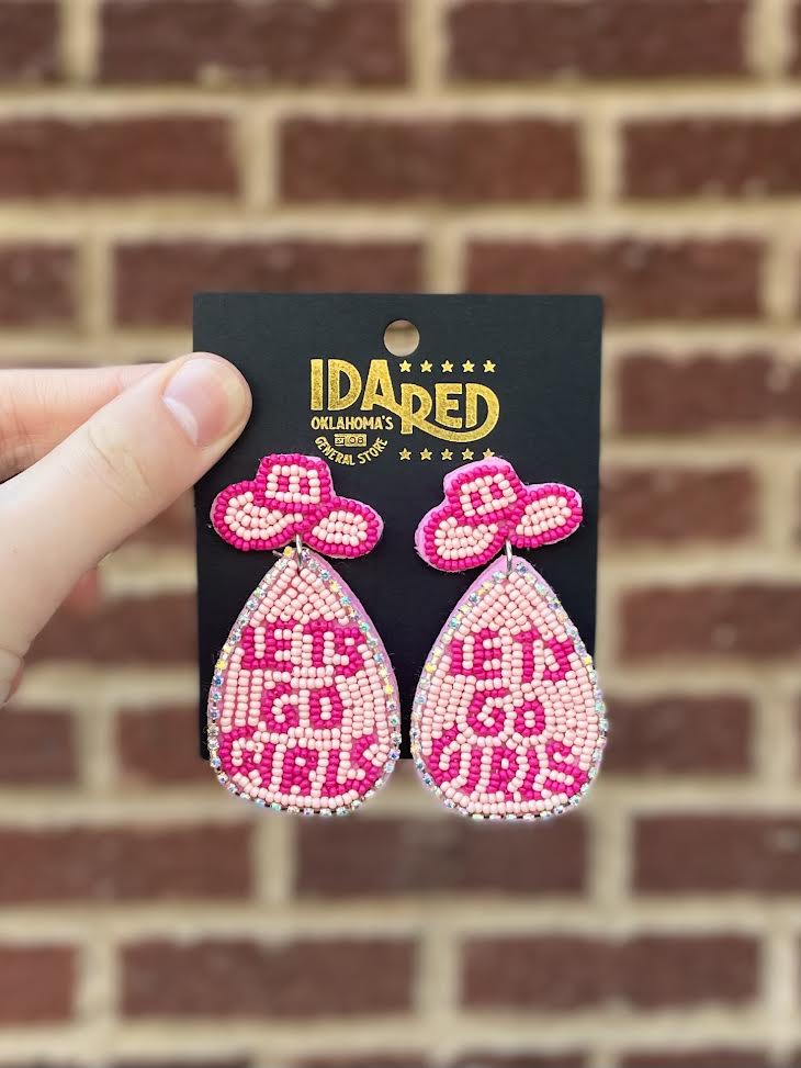 Pink Let's Go Girls Beaded Earrings