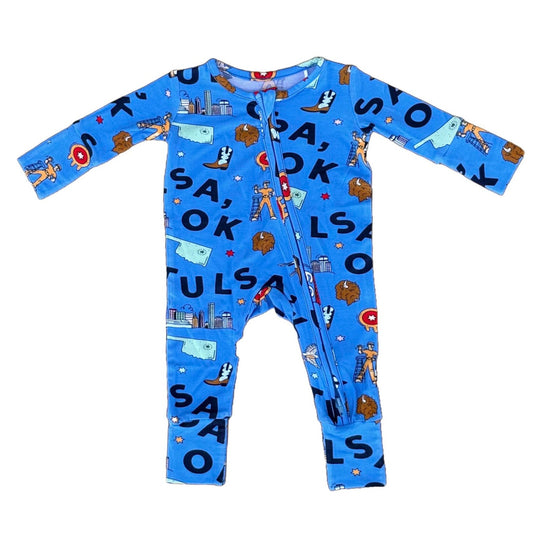 Tulsa Print Zippy Romper - Blue