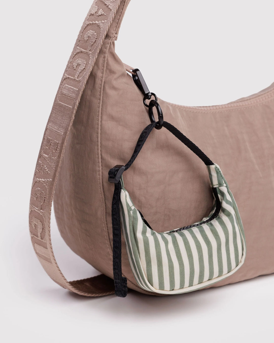 Baggu Crescent Bag Charm - Sage Stripe