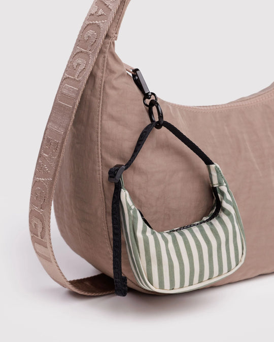 Baggu Crescent Bag Charm - Sage Stripe