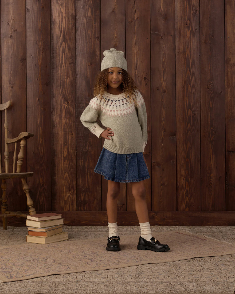 Rylee + Cru - Pleated Denim Skirt