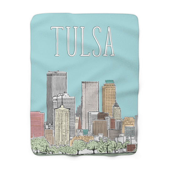 Tulsa Skyline Sherpa Fleece Blanket