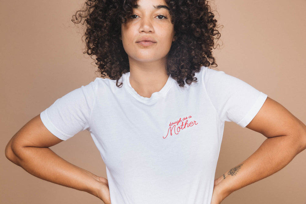 Tough As A Mother White Fitted Tee