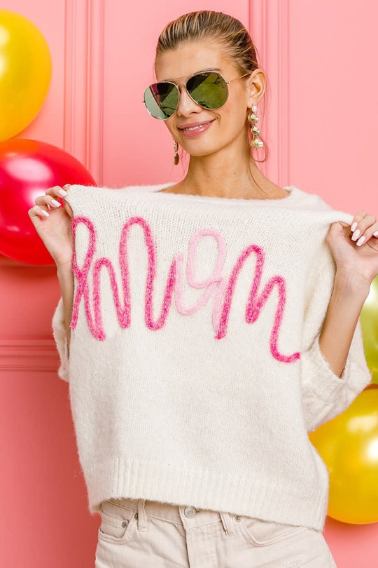 Mom Short Puff Sleeve Sweater
