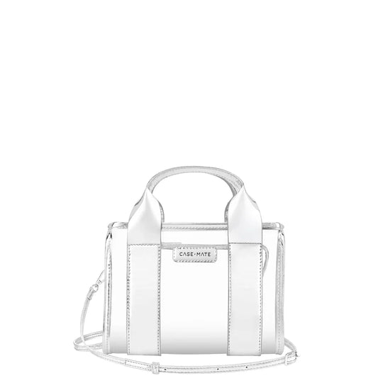 Clear Stadium Tote Bag w/ Strap - Silver Chrome