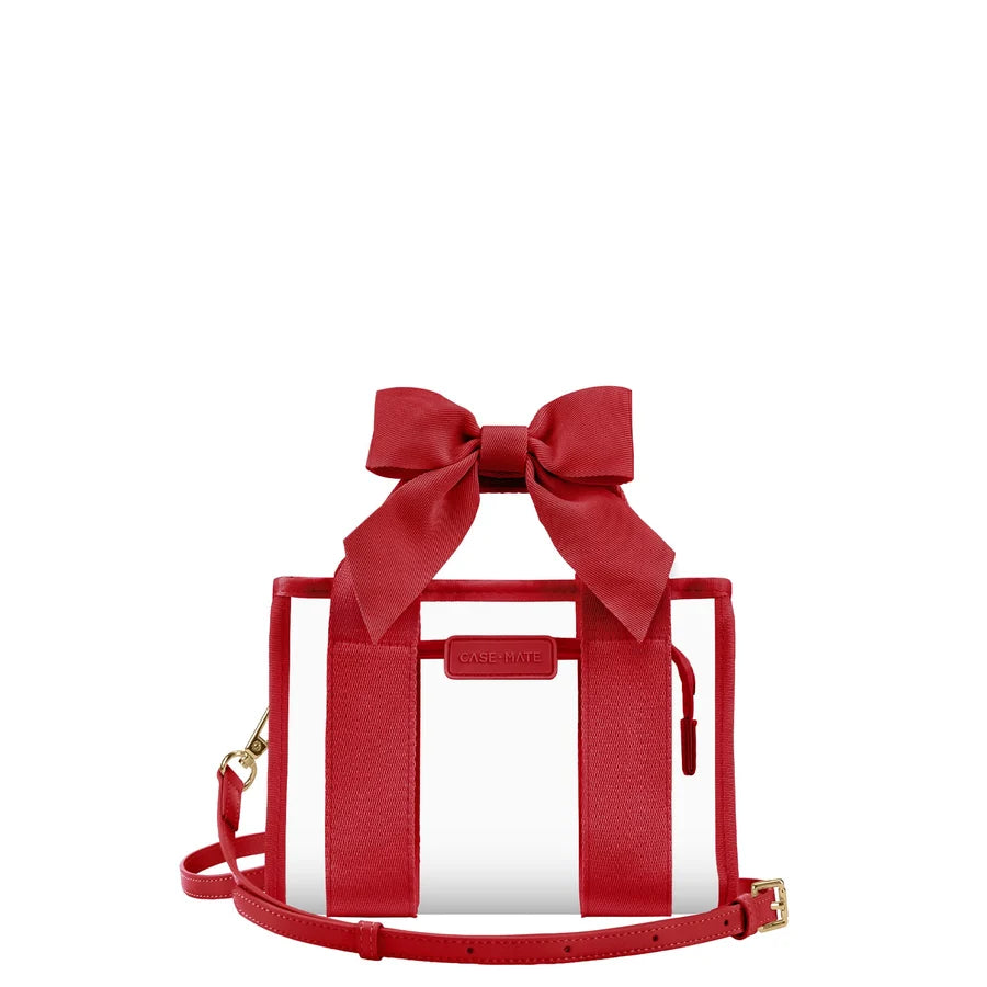 Clear Jelly Stadium Tote Bag - Varsity Red Bow
