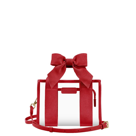 Clear Jelly Stadium Tote Bag - Varsity Red Bow