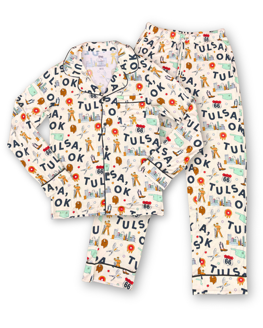 Tulsa Print Unisex Pajama Set - Ivory