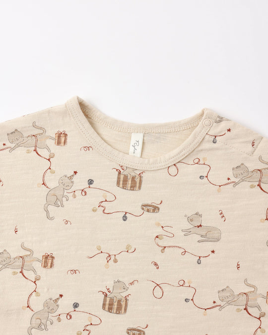 Rylee + Cru - Holiday Kitties Long Sleeve Tshirt & Pant Set