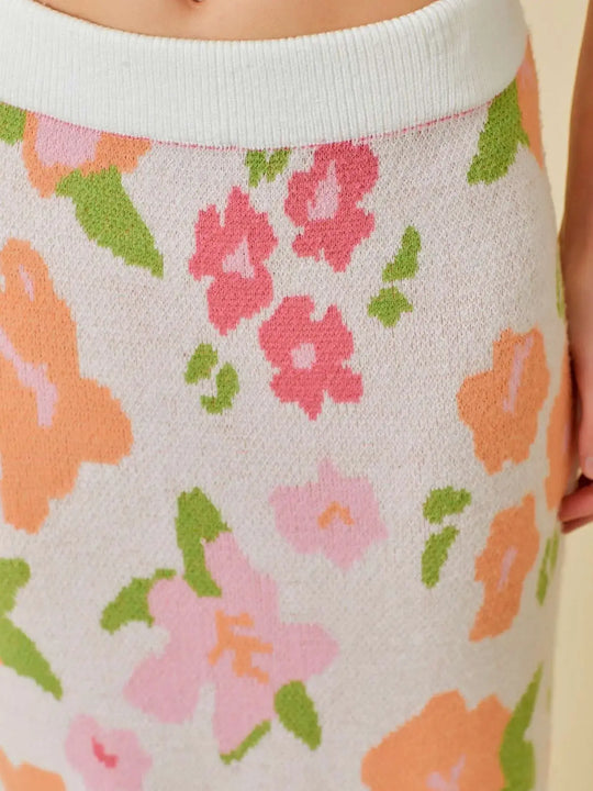 Flower Sweater Midi Skirt