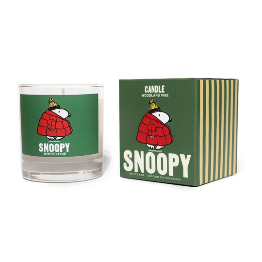 Snoopy Puffy Coat Woodland Pine Candle
