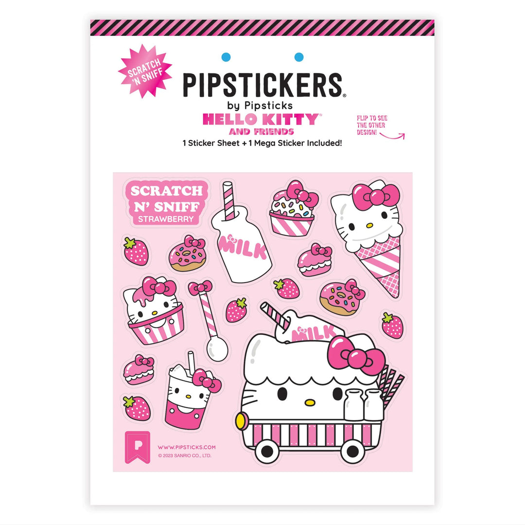 Hello Kitty Milk Cart Scratch 'n Sniff Sticker Sheet and Mega Sticker