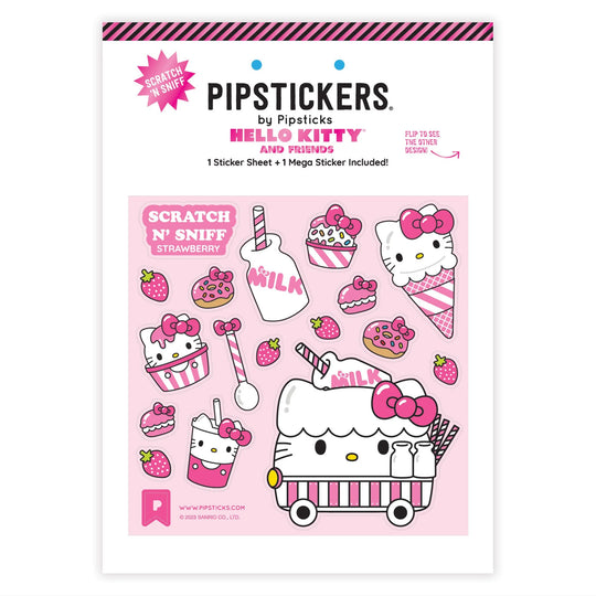 Hello Kitty Milk Cart Scratch 'n Sniff Sticker Sheet and Mega Sticker