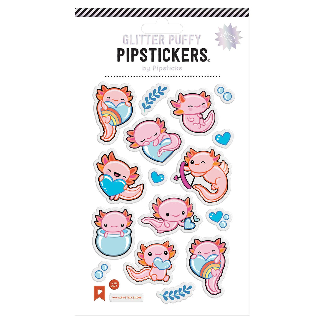 Axolotl Fun Glitter Puffy Sticker Sheet