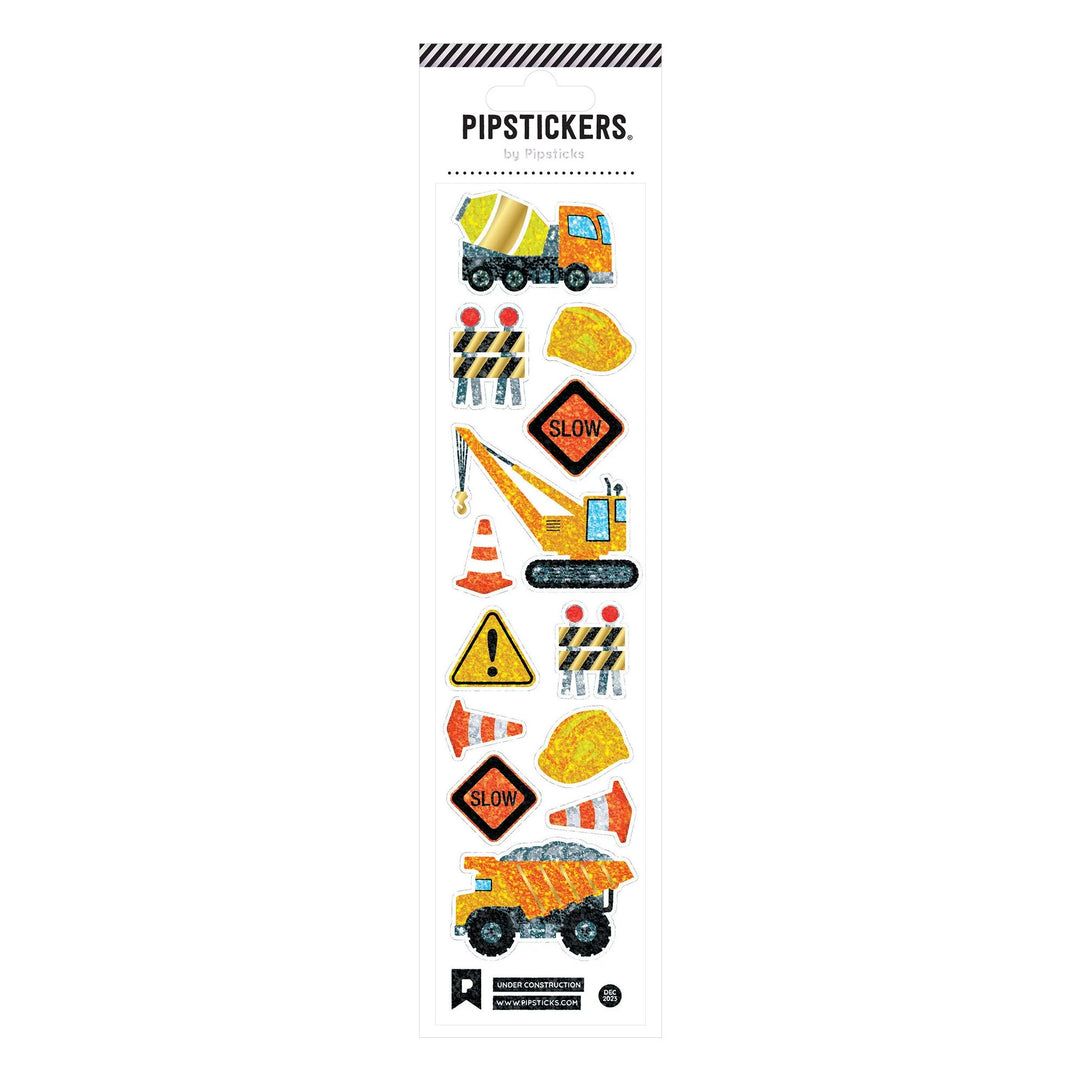 Under Construction Glitter Sticker Sheet