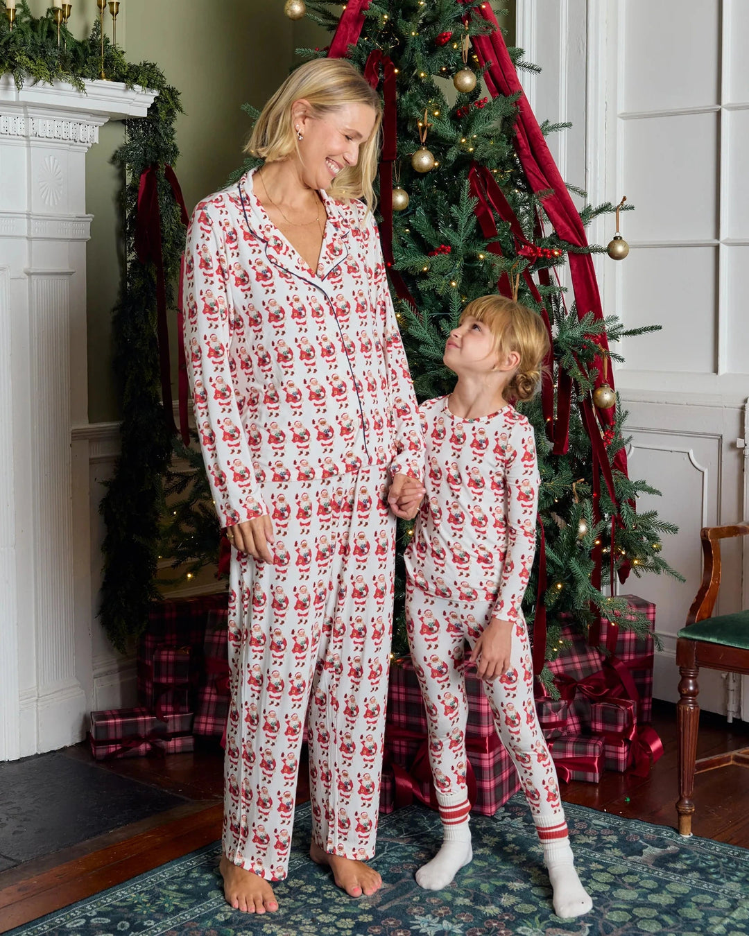 Pink Chicken - Women's Vintage Santas Bamboo PJ Set