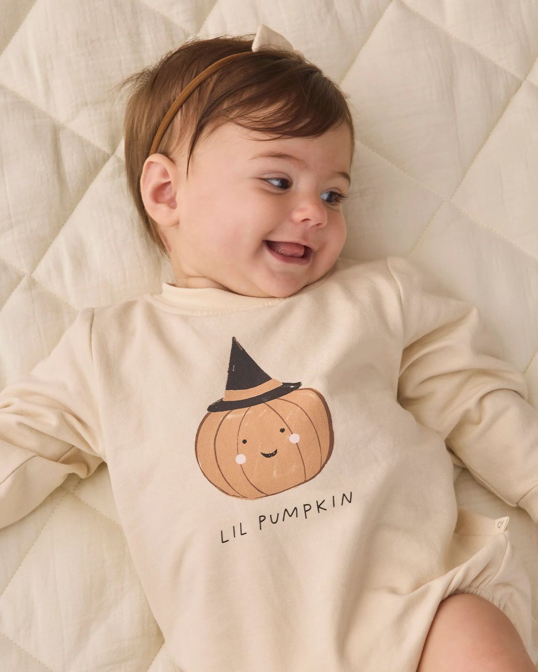 Quincy Mae - Lil' Pumpkin Crewneck Bubble Romper