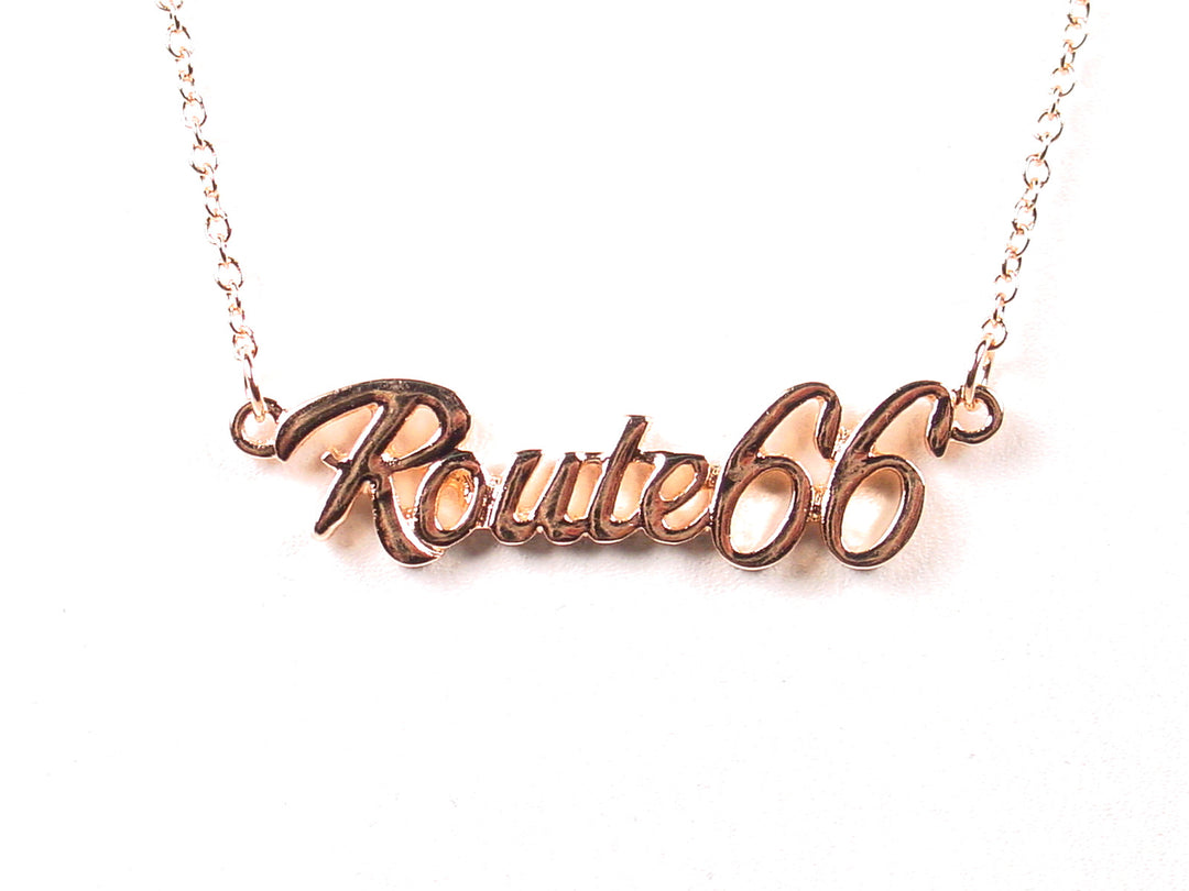 Route 66 Rose Gold Script Necklace