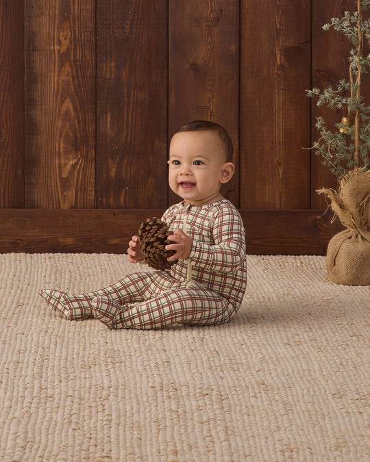 Quincy Mae - Redwood Check Bamboo Zip Footie