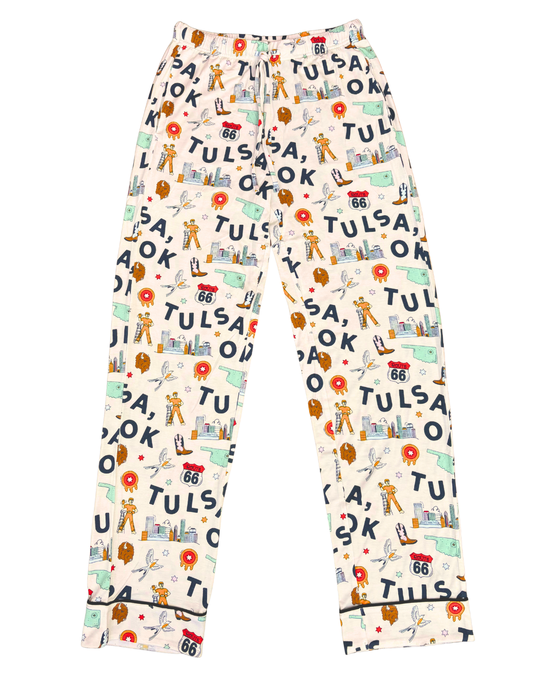 Tulsa Print Unisex Pajama Set - Ivory