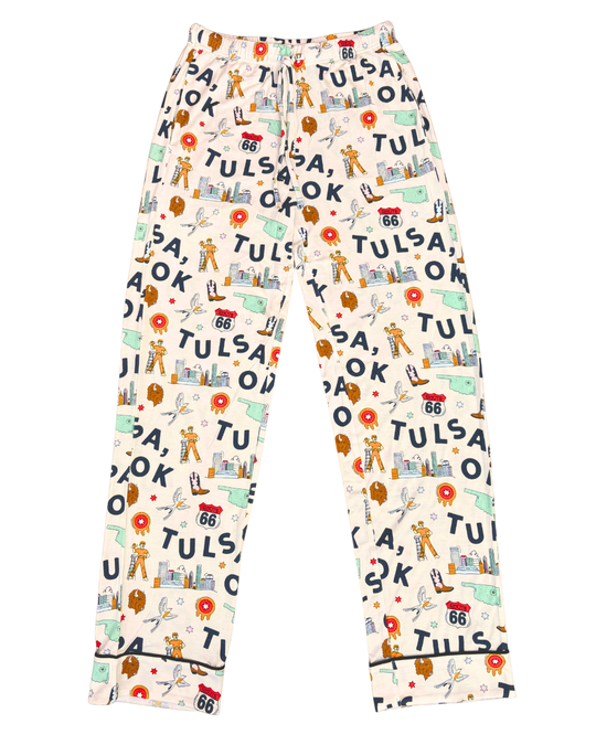 Tulsa Print Unisex Pajama Set - Ivory