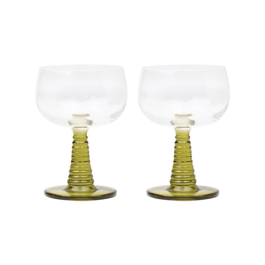 Romy Wine Glass Set in Olive
