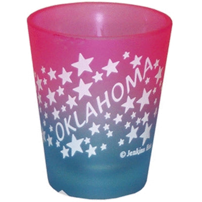 Oklahoma Blue and Pink Stars Shot Glass