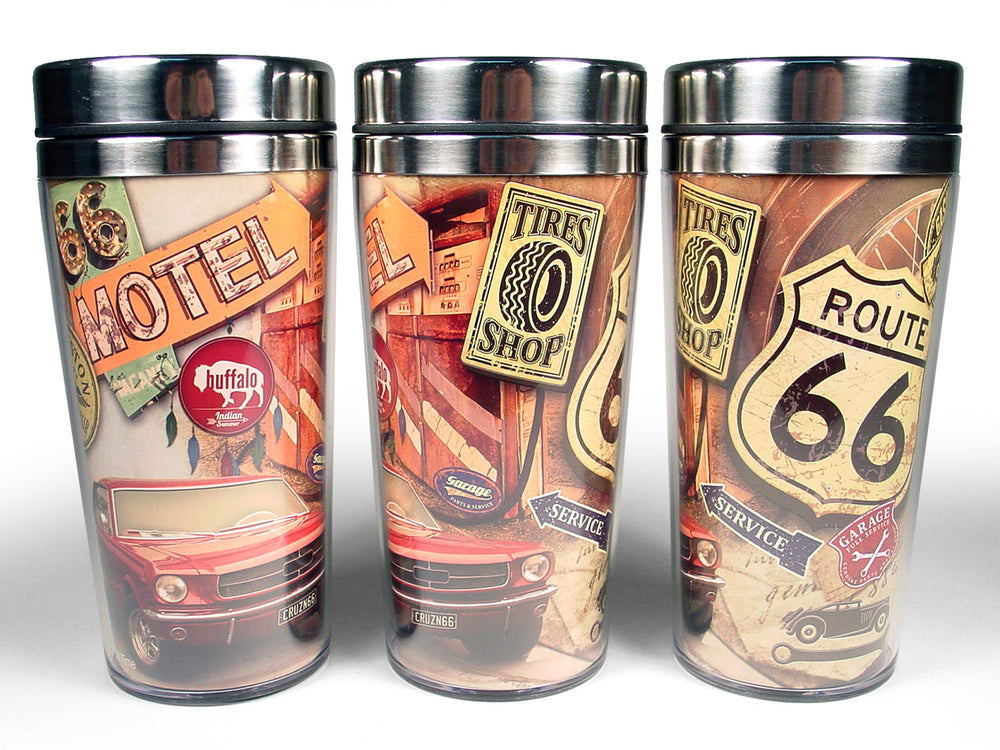 Route 66 Garage Collage Stainless Steel Travel Mug