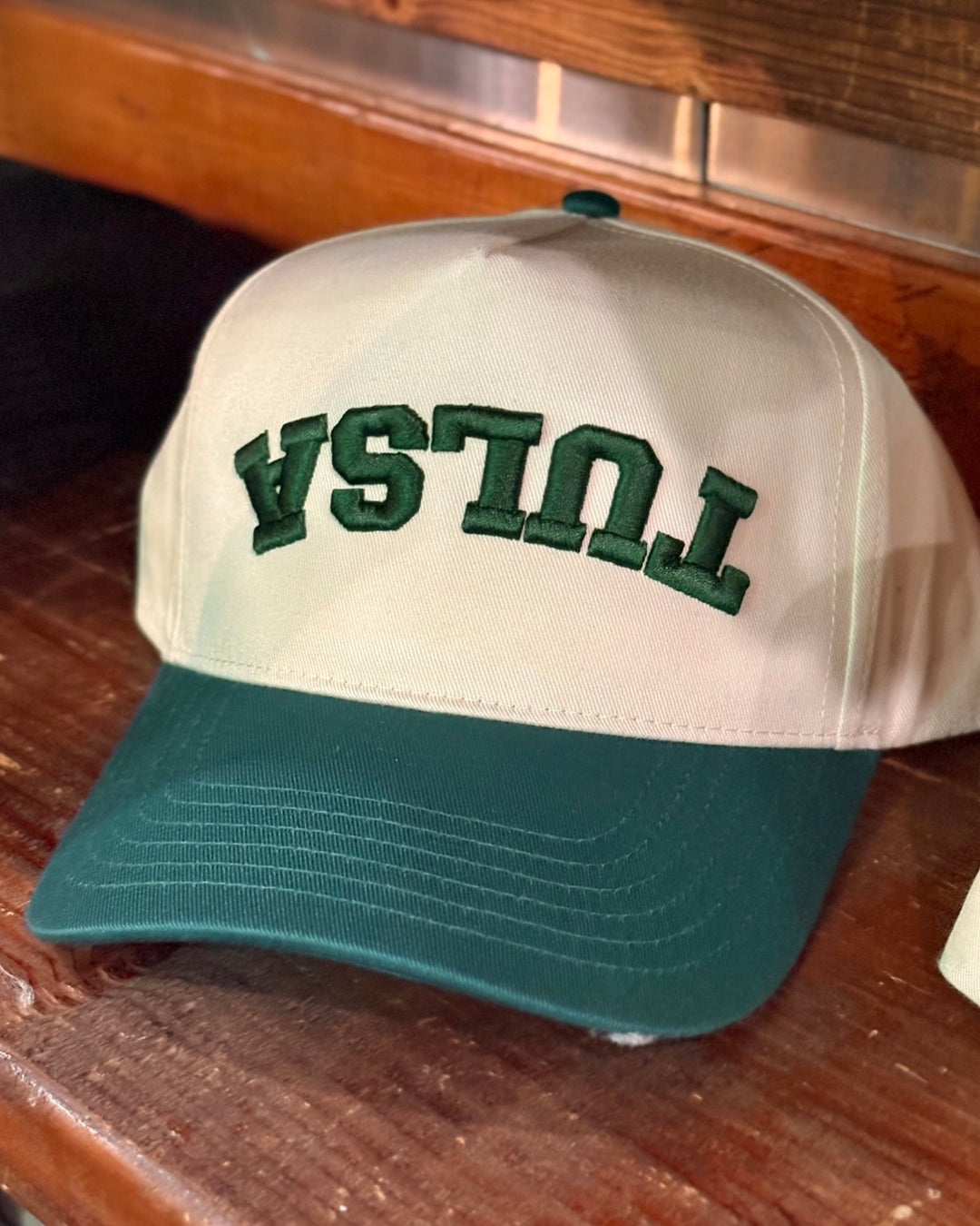Upside Down Tulsa Hat - Natural/Forest Green