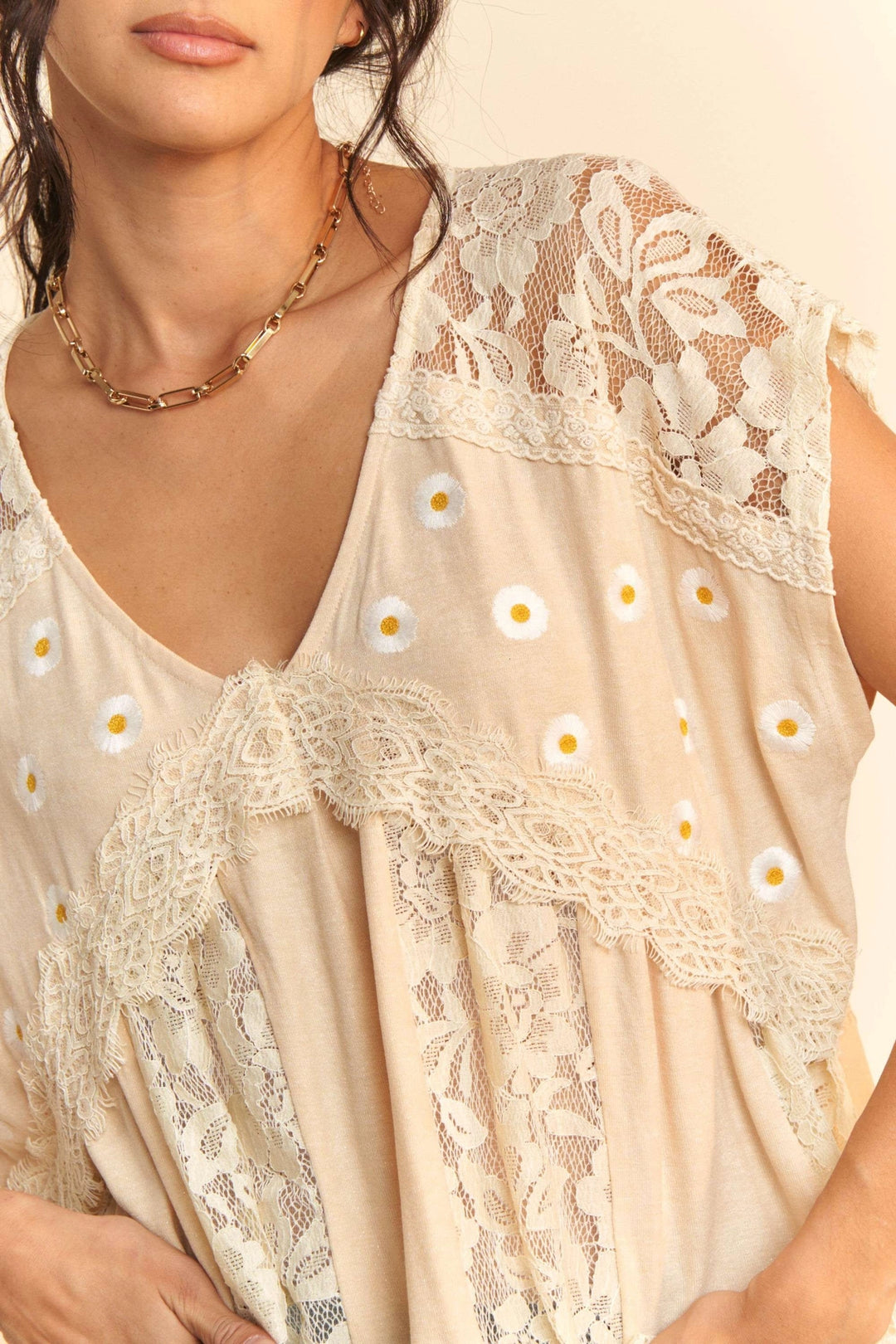 Daisy Flowy Lace Dolman Top