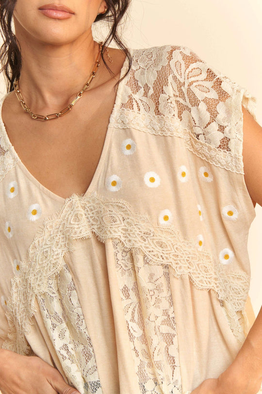 Daisy Flowy Lace Dolman Top