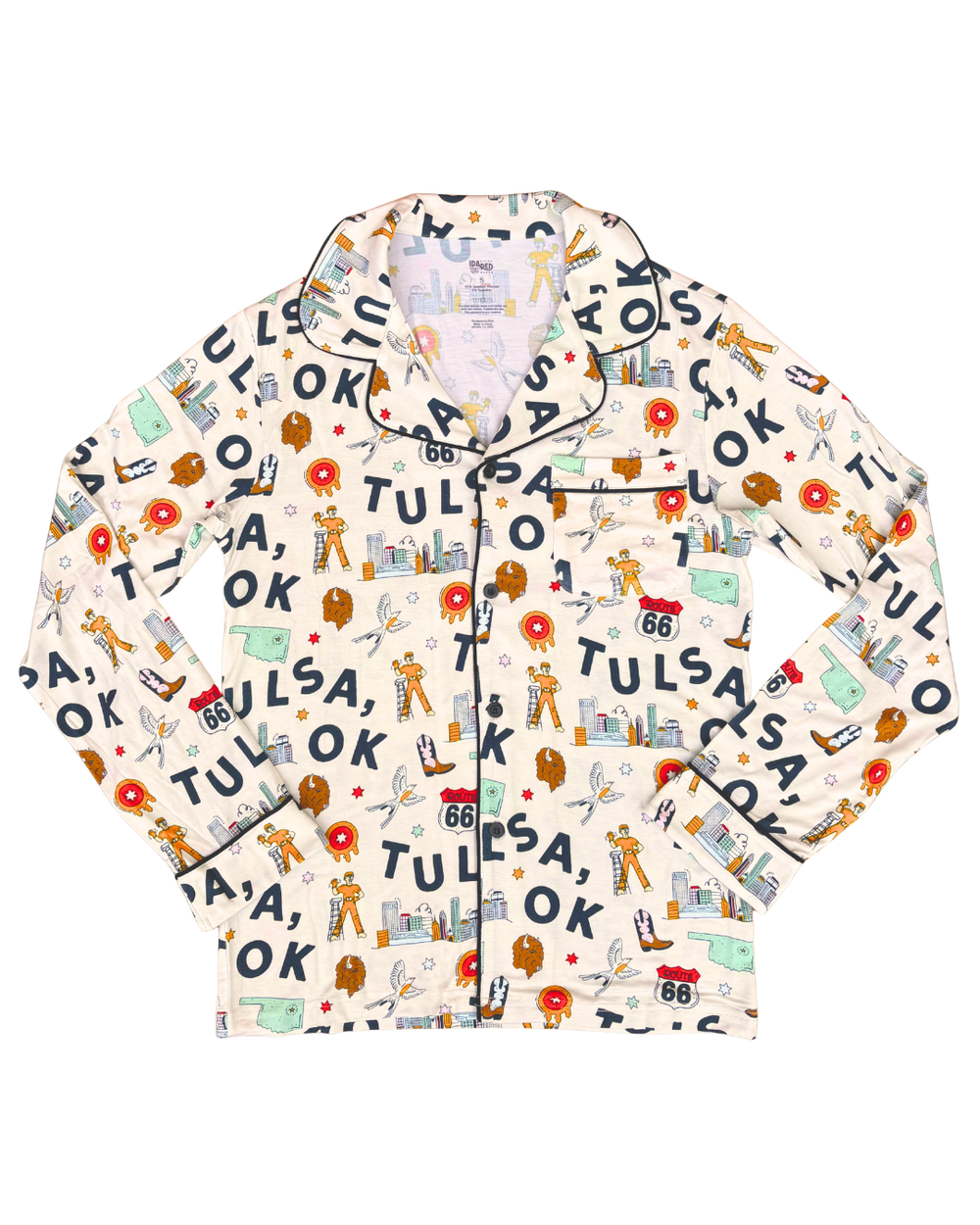Tulsa Print Unisex Pajama Set - Ivory