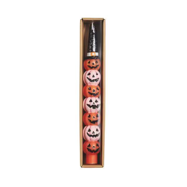 Glitter Halloween Taper Candle - Jack-O-Lantern