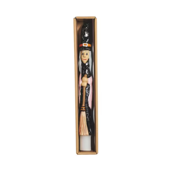 Glitter Halloween Taper Candle - Witch