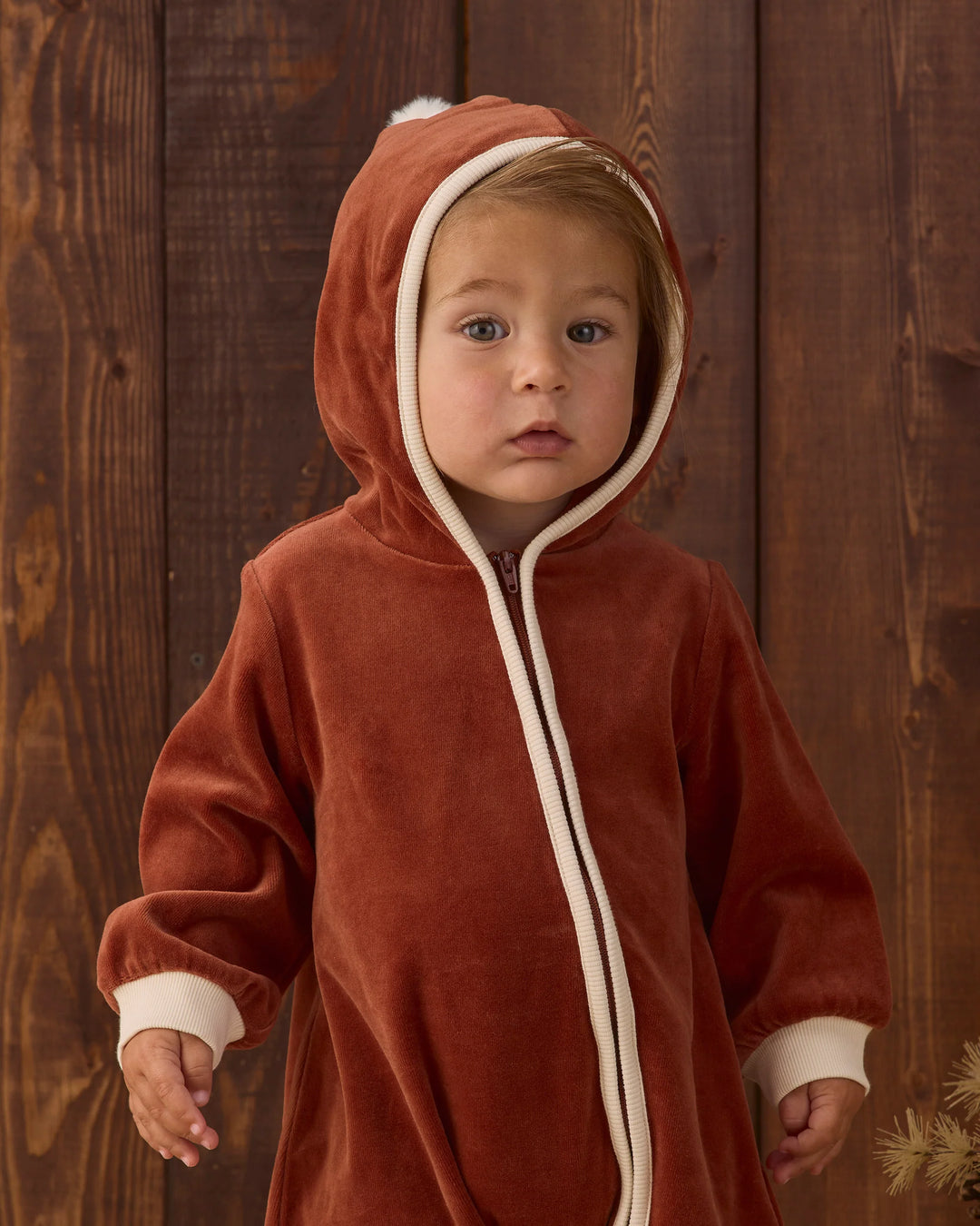 Quincy Mae - Redwood Velour Zip Jumpsuit