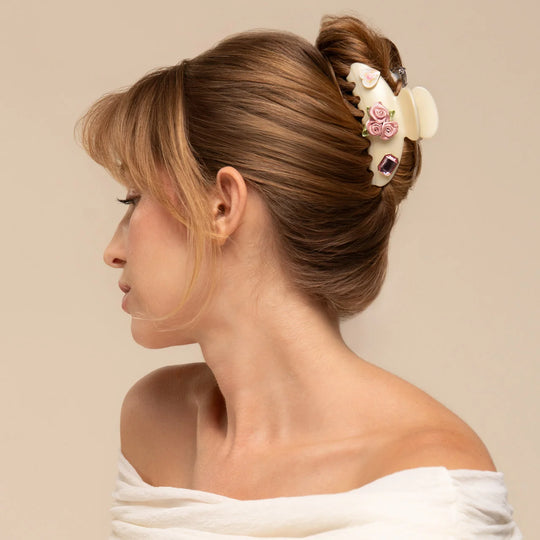 Kitschpop Charms Pearlized Cream Curved Claw Clip Set