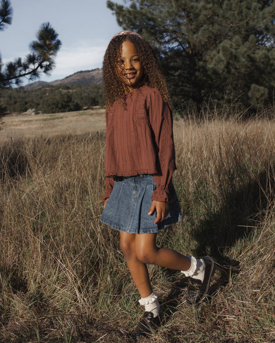 Rylee + Cru - Pleated Denim Skirt