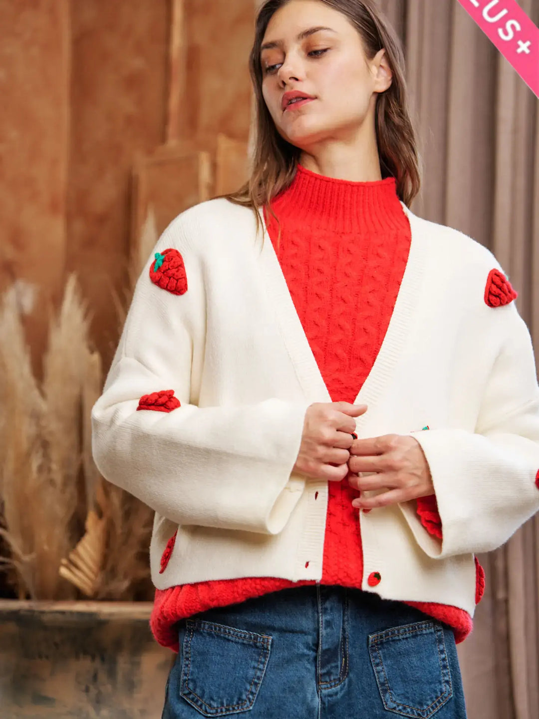 Plus Wide Open-Sleeve Cardigan