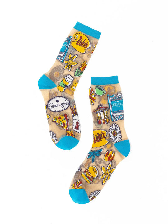 Gilmore Girls Stars Hollow Shimmer Sheer Crew Socks