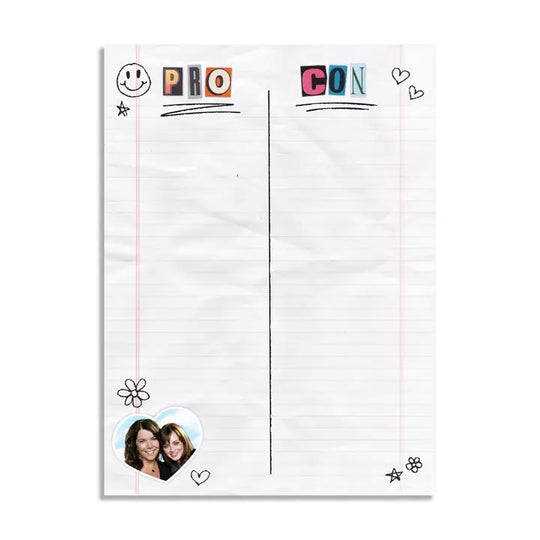 Gilmore Girls x Pipsticks Rory's Pro & Con Notepad