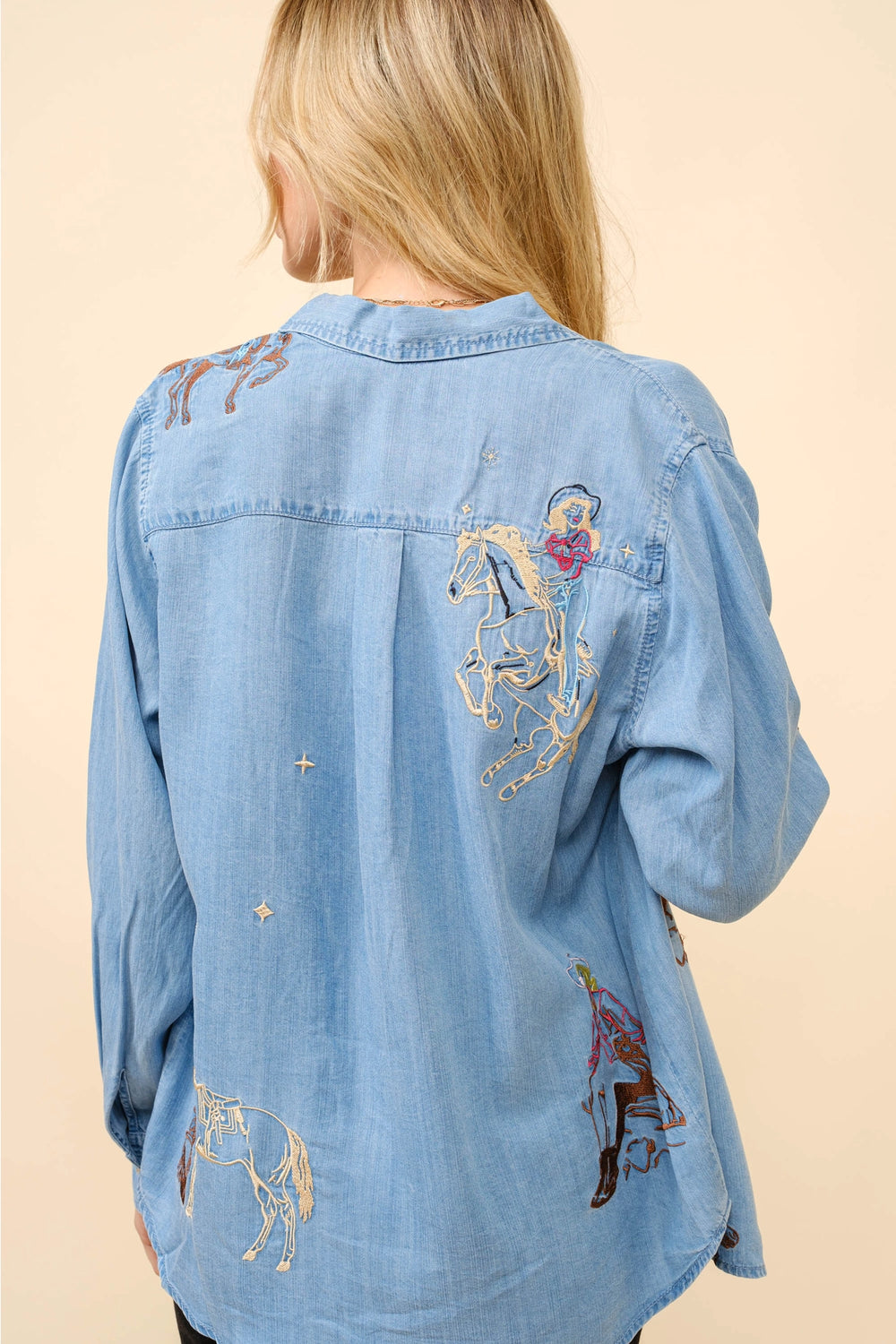 Western Motif Embroidered Shirt