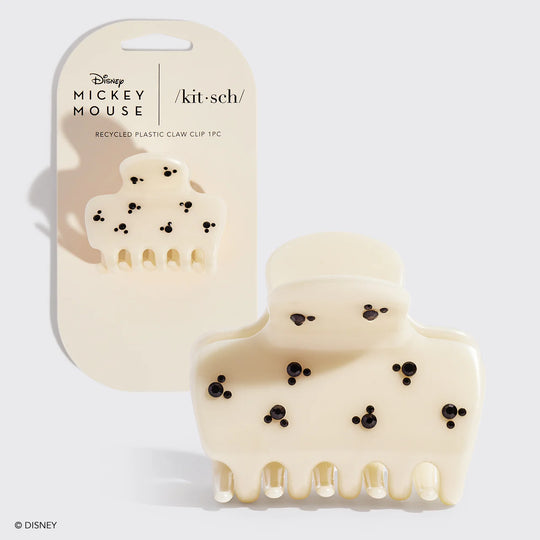Mickey and Minnie Cream Puffy Claw Clip