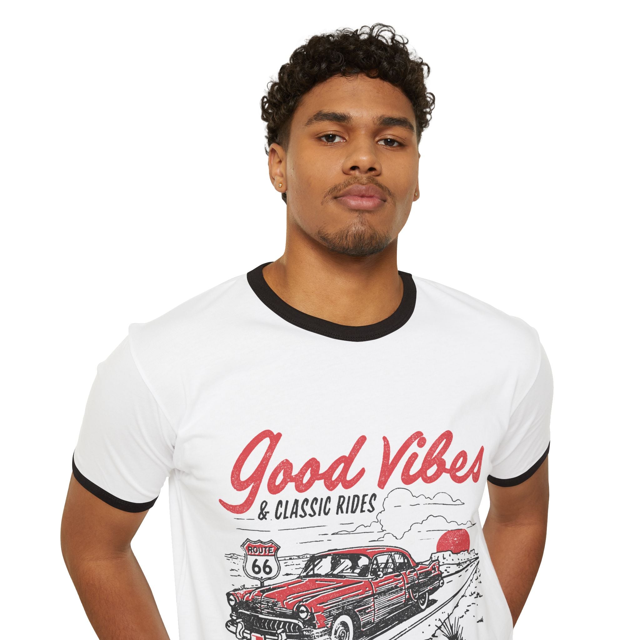 Vintage Route 66 Good Vibes Ringer T-Shirt | Oklahoma Souvenir